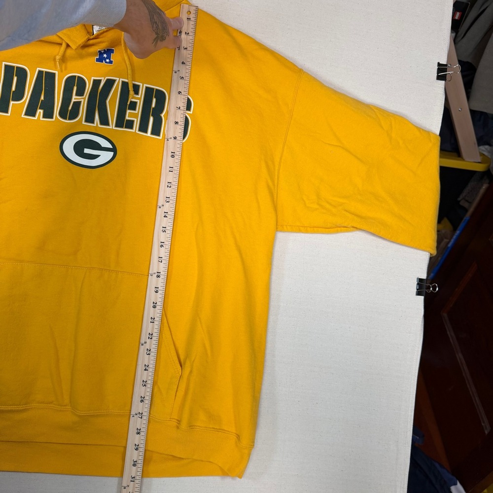 Vintage Green Bay Packers Hoodie Mens 2XL Yellow Sweatshirt NFL Team Apparel - Picture 3 of 8